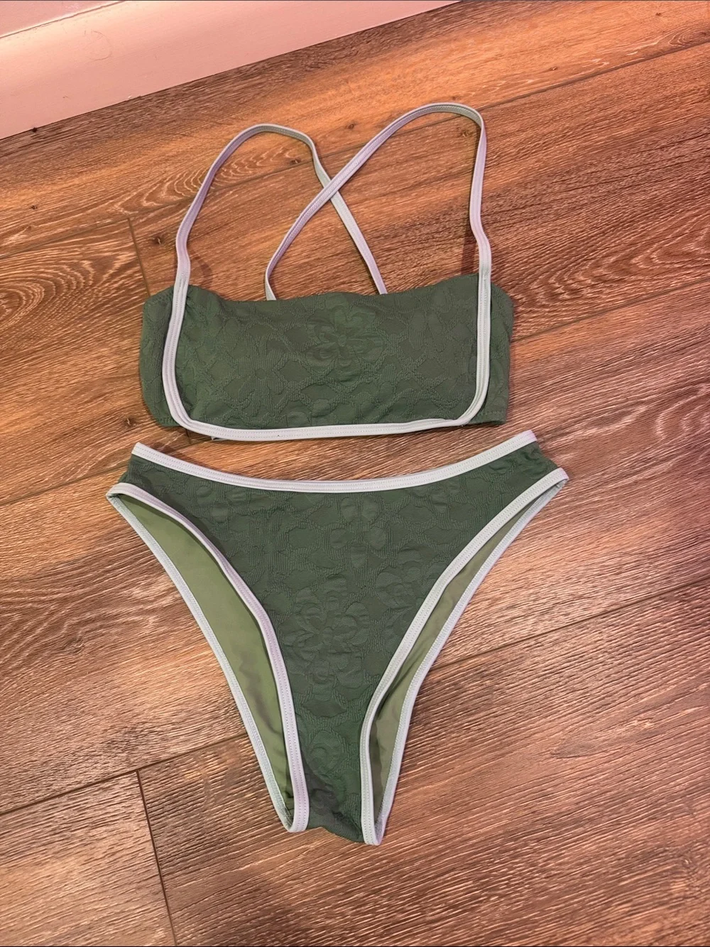 Berlook Jacquard Green Blue Bikini Swim Suit Set Size S / M